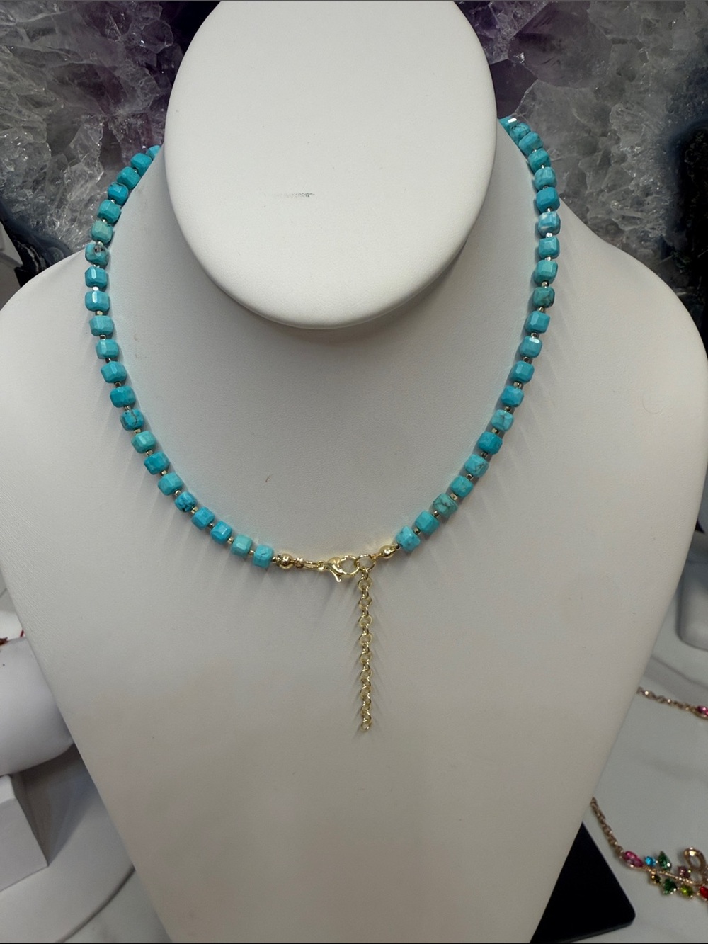 Turquoise Beaded Hamsa Pendant Necklace - Women Jewelry - Picture 2 of 2